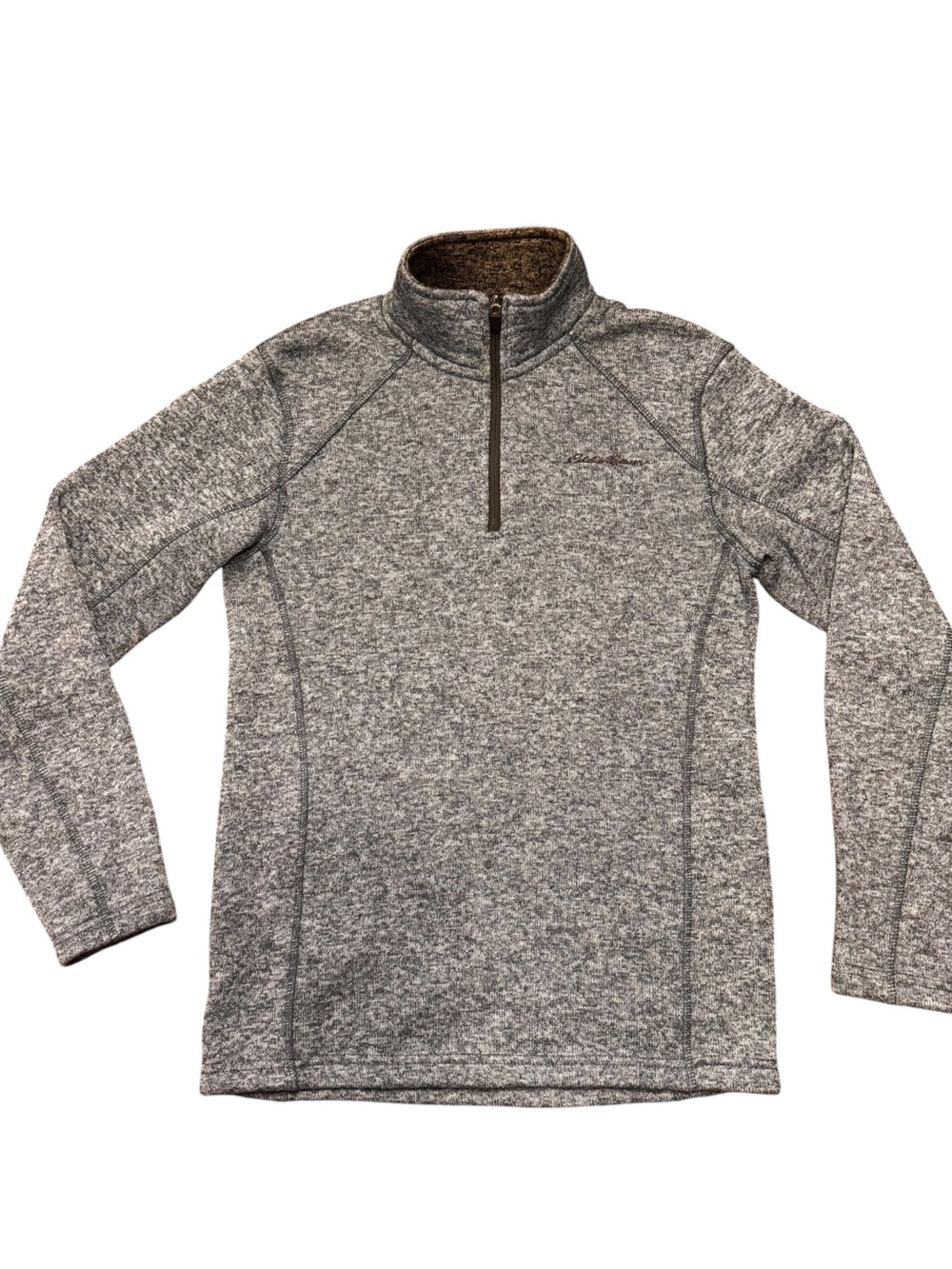 Eddie Bauer Women’s Quarter-Zip Heather Gray Performance Sweater